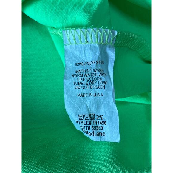 Womens First Love Neon Green Cap Sleeve Oversized Fit V-Neck Blouse‎ Size M - Picture 4 of 6